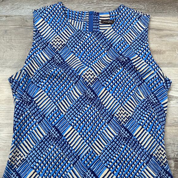 J.McLaughlin Catalina Cloth Sheath Dress Blue Geometric Print Size Small - Picture 3 of 8